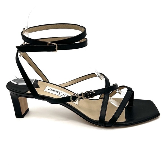 Jimmy Choo Jas 50 sandalsJimmy Choo Black Leather Ankle Strap Sandals Size 37